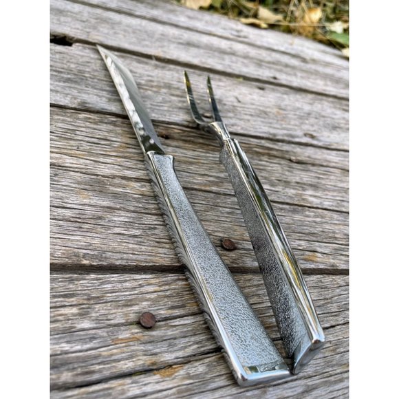 Vintage Midcentury Carvel Hall Stainless Steel Meat Carving Knife & Fork Set - Picture 4 of 9